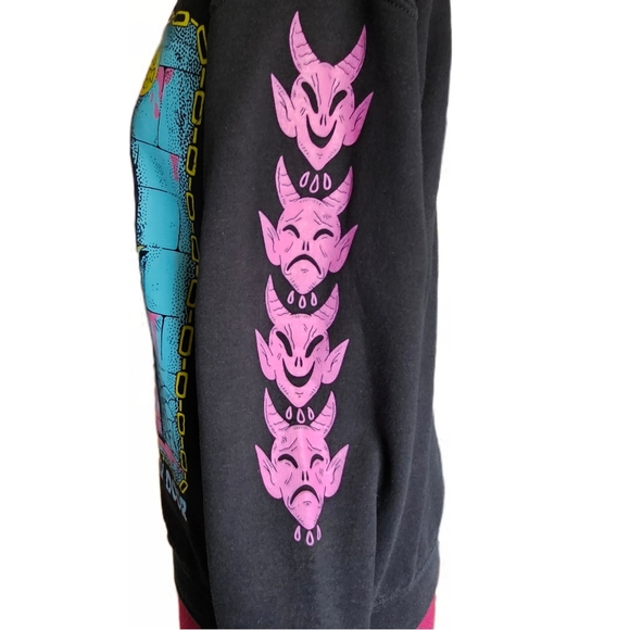 'Devil At My Door' Long Sleeve Crewneck Sweatshirt Adult Size Small - Picture 4 of 15